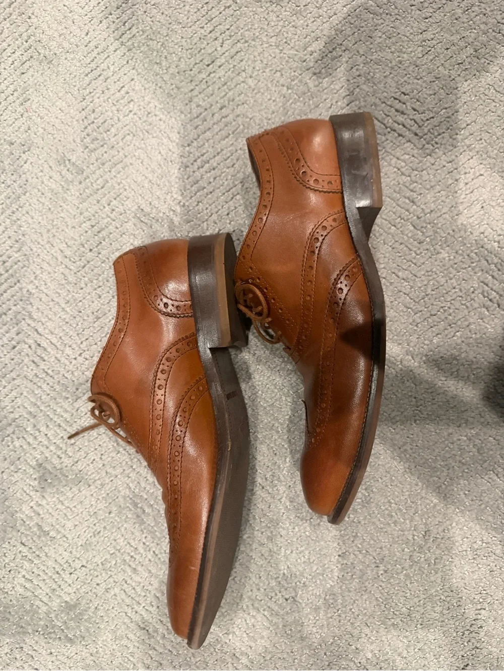 Cole Haan Men’s 8 1/2 Tan Leather Wingtip Derby Shoes